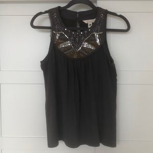Banana Republic Heritage Small Beaded Gray Top
